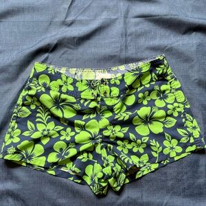 Green Tropical Floral Swim Shorts